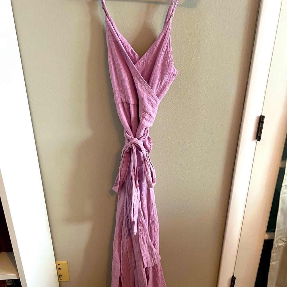 Dusty pink wrap crinkle cover up from Anthropologie / Malai brand, S